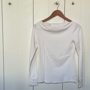 James Perse Cowl Neck White Long Sleeve Top